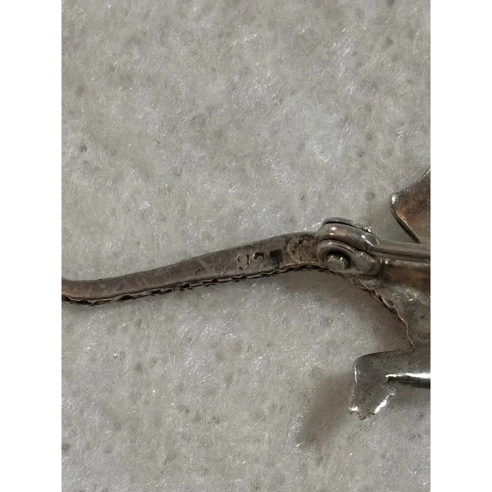 Vintage 925 Sterling Silver Marcasite 2 Brooch Pair Gecko Lizard Floral Bar Pins